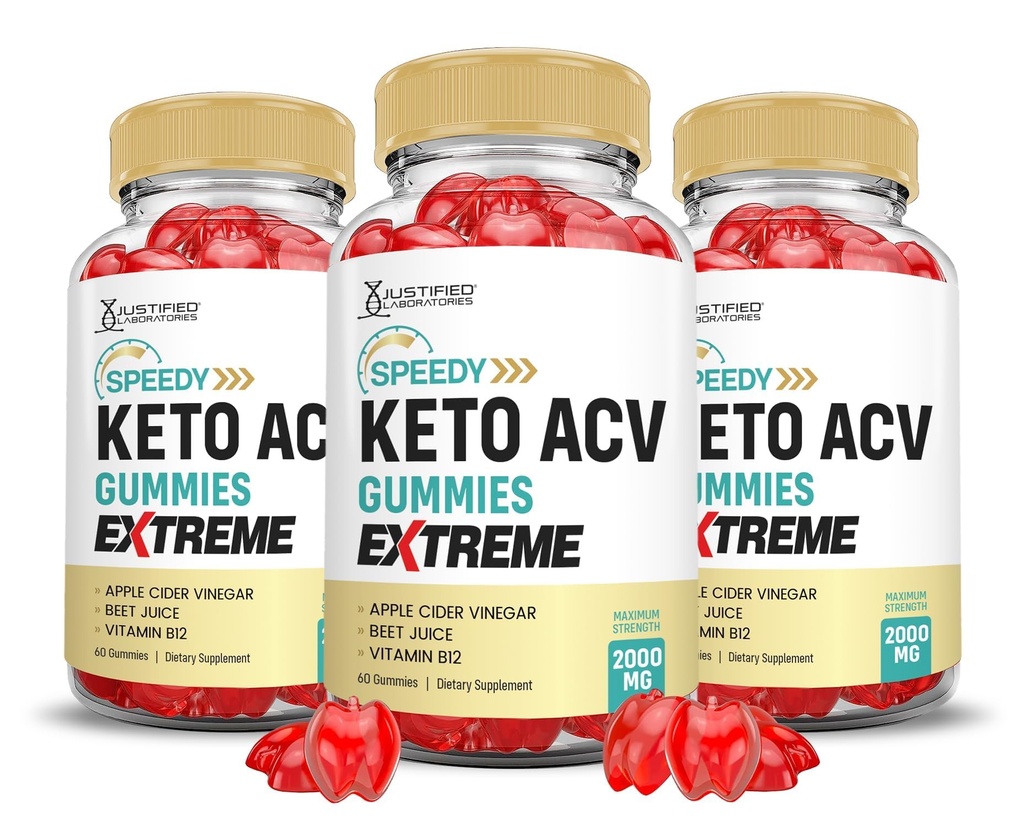 (3 Pack) Speedy Keto ACV Gummies Extreme 2000MG Speedy Keto Gummies Advanced Formula Apple Cider Essig mit Granatapfelsaft Pulver B12 Vegan Non GMO 180 Gummys