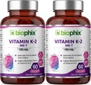 Biophix Vitamin K2 MK-7-100 mcg 60 Vcaps 2 Pack - Unterstützt starke Knochen Immungesundheit