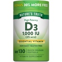Nature's Truth Vitamin D3 1000 IU Softgels | High Potency Formula | 25 mcg | Non-GMO & Gluten Kostenlose Ergänzung