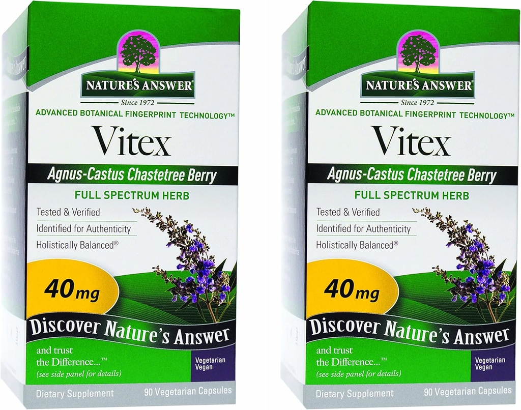 Réponse de la nature Vitex Chasttree Berry Supplément, 90 capsules végétariennes, 2 comtes