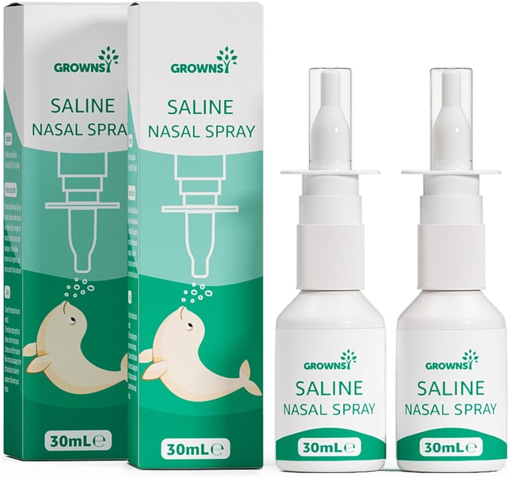 GROWNSY Baby Saline Nasenspray, 2 PCS Natürliches Nasenspray mit Xylitol, nicht-alkoholisch, Instant Relief von Nasal Congestion und tägliche Pflege