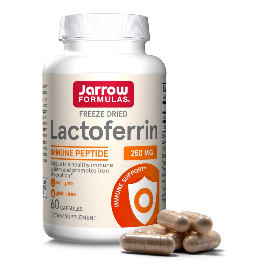 Jarrow Formulas Lactoferrin 250 mg - Immun-Supporting Glycoprotein - für gesunde Immunsystem Unterstützung & Eisen Absorption - Freeze Dried - Glutenfrei - Non-GMO - 60 Kapseln (Servings)