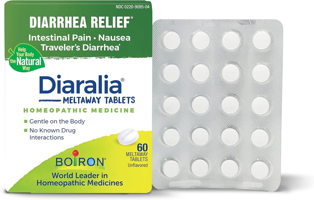Boiron Diaralia Comprimés pour le soulagement de la diarrhée, gaz, ballonnement, douleur intestinale, et la diarrhée de Travler - 60 Compte