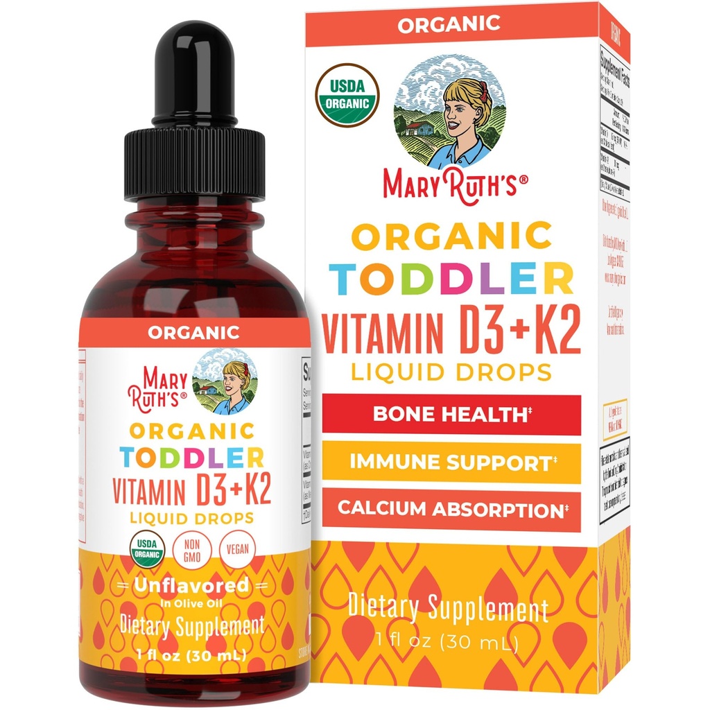 MaryRuth Bios Vitamin D3 | Vitamin K2 | Vitamin D3 K2 Tropfen | K2 D3 Vitamin-Flüssig-Ergänzung für Kleinkinder | Kinder-Ergänzung für die Calciumabsorption Starke Knochen | Vegan | Glutenfrei | 1 Fl Oz