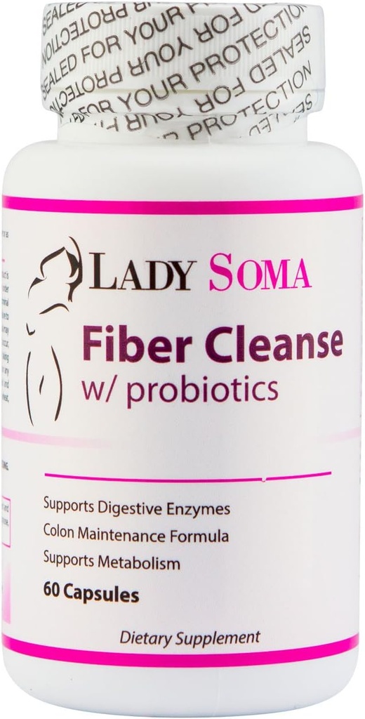 Lady Soma Fiber Cleanse für Frauen mit Probiotics, 60 Kapseln