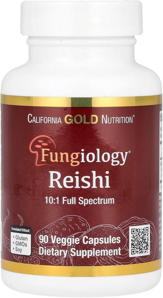 California Gold Nutrition Reishi (Ganoderma lucidum), Full Spectrum, Certified Organic, 90 Veggie Kapseln (600 mg pro Veggie Kapsel)
