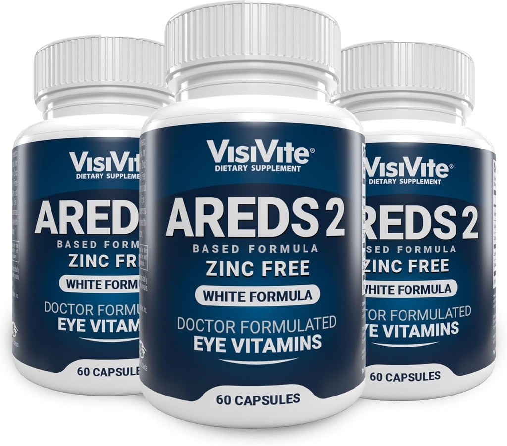 AREDS 2 Zink freie weiße Augen Vitamine - Zeaxanthin Plus Lutein Macular Augen Vitamine - Soja-frei - Zink und Kupfer Kostenlose Macular Health Formel - Paket von 3