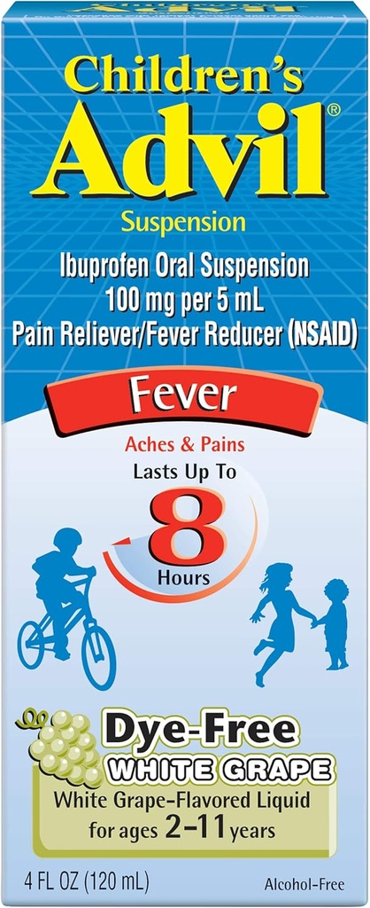 Advil Children's Suspension Sugar Free, Dye Free, Berry 4 oz (Pack of 2)