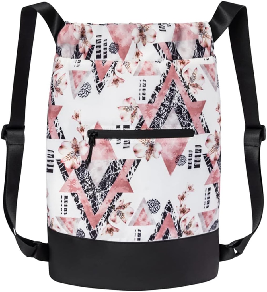 GOMOYO Flex Cinch Drawstring Gym Tasche für Damen | Modern Floral Graphic Designs | Durable Lightweight Gym Cinch Rucksack | 18" x 14" x 7" | Pink