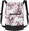 GOMOYO Flex Cinch Drawstring Gym Tasche für Damen | Modern Floral Graphic Designs | Durable Lightweight Gym Cinch Rucksack | 18" x 14" x 7" | Pink