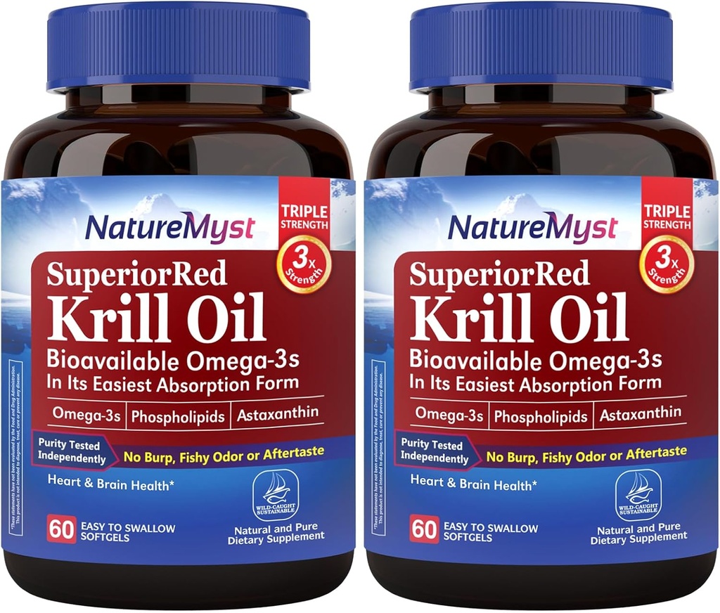 Antarktis Krill Öl 1000 mg Softgels, Krill Oil Omega-3s, EPA, DHA, Astaxanthin & Phospholipide, Herzgesundheit, 120 Softgels, Non-GMO, No Gluten, Made in USA