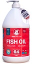 Huile de poisson pour chiens - Santé de la peau et du manteau, saumon, bouleau, tout supplément naturel pour animaux de compagnie, démangeaisons Allergie et défense de l'inflammation, Omega 3 EPA DHA, santé du cerveau et du coeur, 64 oz