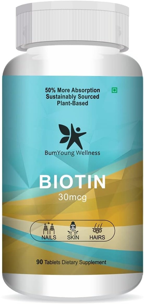 Goldy Biotin 30mcg, Beilage für Haarwachstum, Starkes Haar und glänzende Haut, kämpft Nail Bretleness 90 Tabletten