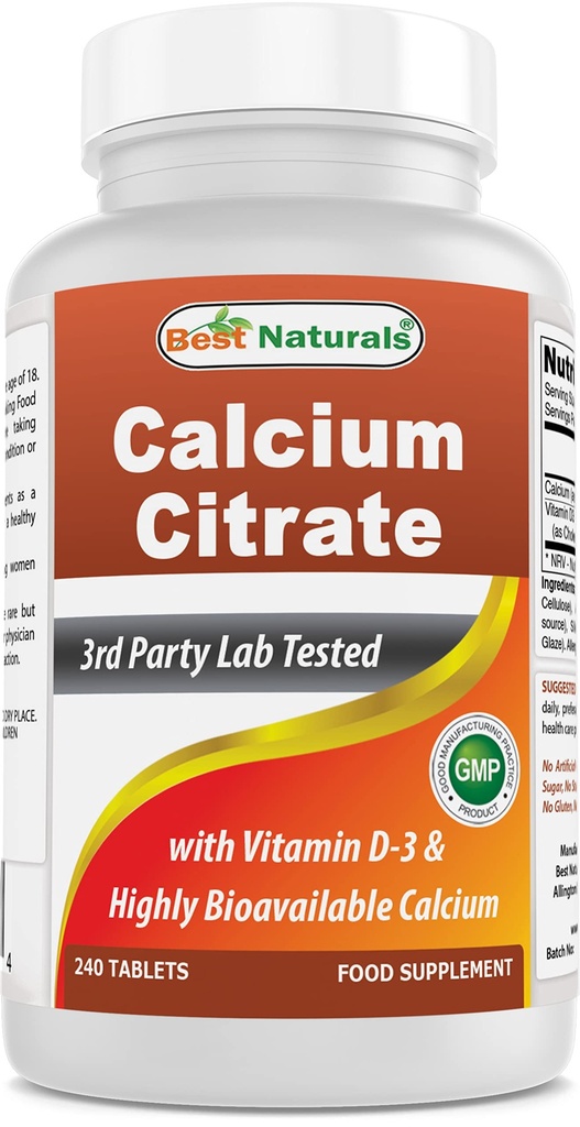 Best Naturals Calcium Citrat mit Vitamin D-3 240 Tabletten (240 Zähler (Pack von 1))
