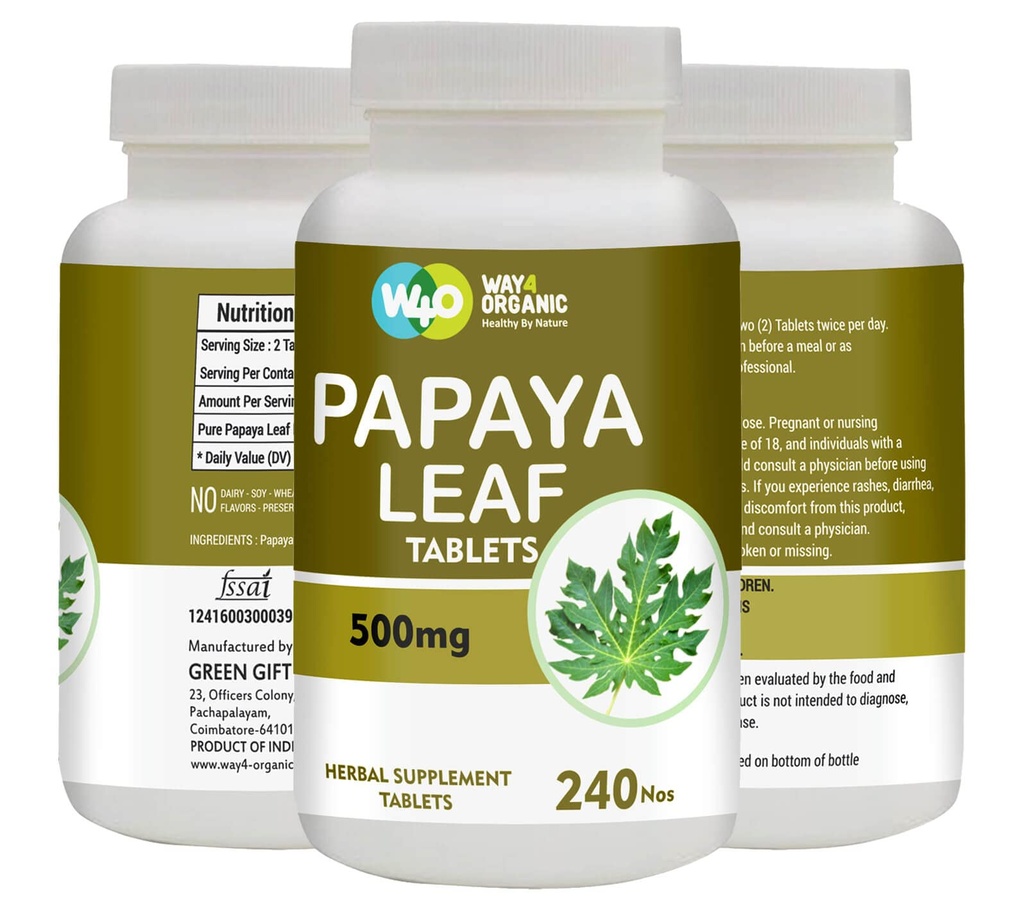 Papaya Blatt Extrakt Kapseln (Tabellen) - 500 mg 240 Pillen, unterstützt Platelet Immunität & Verdauung - 60 Tage Versorgung