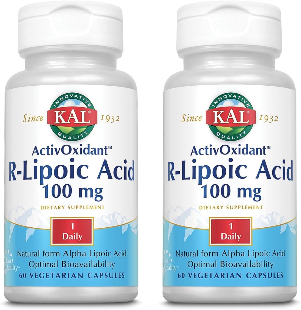 KAL 100 Mg R-Liponsäure-Aktivoxidant Tabletten, 60 Count | Pack von 2