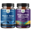 Bundle of Water Away Pills Maximale Stärke - Kräuter-diuretische Pillen für Wasserretention für Fast Acting Bloating Relief und reines Magnesium Glycinate 400mg pro Servierung für Mood Schlaf und Entspannung