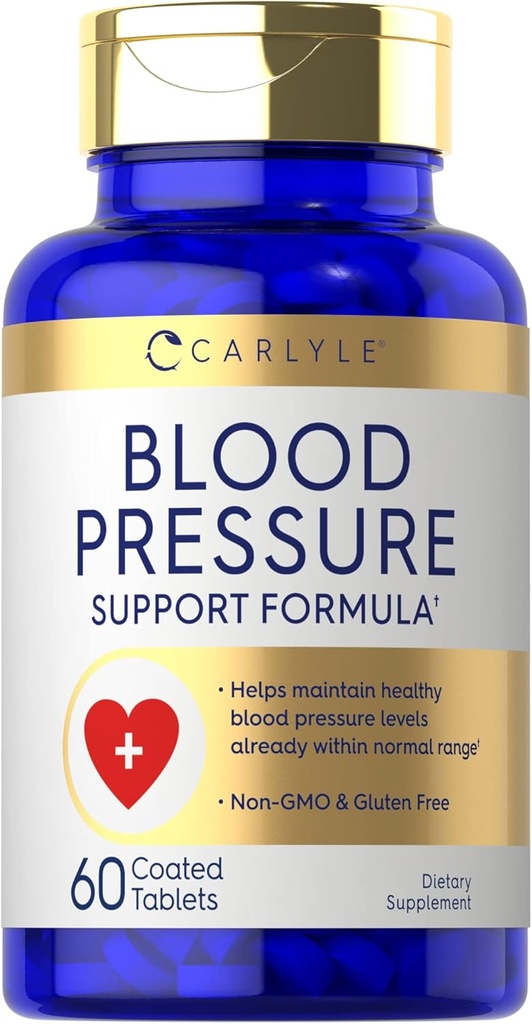 Carlyle Blood Pressure Supplements | 60 Beschichtete Tabletten | Blutdruckunterstützung Formel | Vegetarisch, Non-GMO, Glutenfrei
