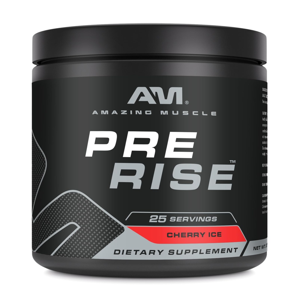 Erstaunliche Muskel Pre Rise | Pre-Workout Powder Supplement mit Koffein & Beta-Alanin für Männer & Frauen | 25 Servierungen (25 Servierungen, Kirsch-Eis)