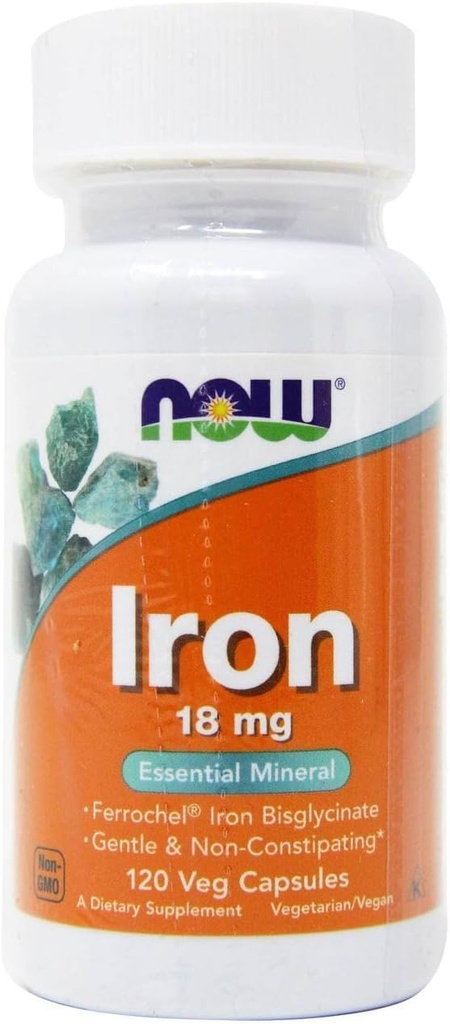 Now Foods Iron Ferrochel(r), 120 Vcaps 18 mg(Pack of 2)