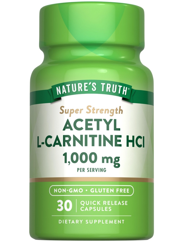 Nature's Truth Acetyl L-Carnitin 1000mg | 30 Kapseln | Super Strength | Non-GMO & Gluten Free ALCAR Ergänzung