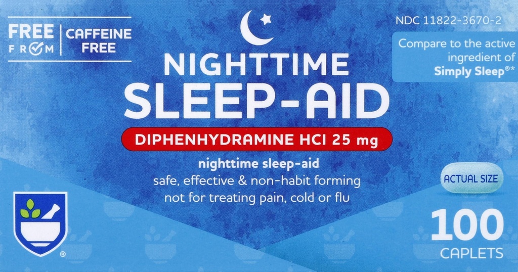 Rite Aid Nacht Schlafhilfe Diphenhydramin HCI 25 mg, 100 Mini Caplets | Non-Habit Forming Schlafergänzung | Beste Schlafhilfe für Schlaflosigkeit | Schlaflosigkeit Relief und Angst Entlastung Gegenstände natürliche Schlafhilfe