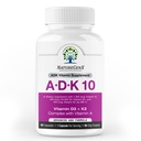 ADK10 – ADK Vitamin Supplement | Hohe Potenz Vitamine A, D3 (10.000 IU) & K2 MK-7 für Knochen, Herz und Immune Gesundheit | 90 Tiny Kapseln | 3 Monat Versorgung | Non-GMO, Glutenfrei