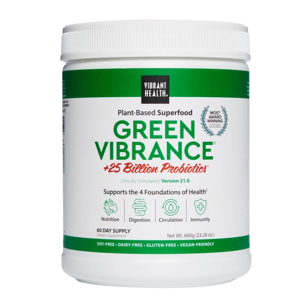 Santé vive, Vibrance verte, Poudre Vegan Superfood, Énergie Boost, 60 portions
