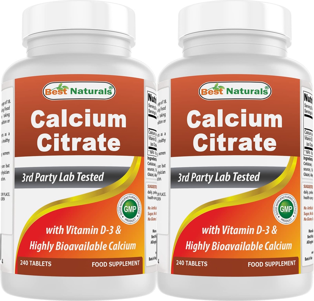 Best Naturals Calcium Citrat mit Vitamin D-3 240 Tabletten (240 Zähler (Pack von 2))