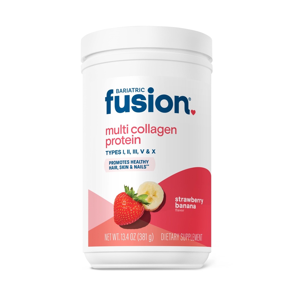 Bariatric Fusion Strawberry Banana Multi Collagen Protein Powder | Plus Joint Support Complex of MSM and Glucosamine | Dairy, Gluten & Soy Free | Non-GMO | 30 Servietten