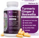 Relieve-fxTM DLPA Boswellia Supplément curcuma et gingembre, soulagement du stress, coeur, digestion, crampe musculaire, articulations, santé de l'inflammation, vitamine B6 P5P, acide boswellique, Curcumine avec poivre noir - 90ct