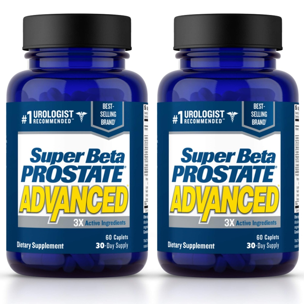 SUPER BETA PROSTATE Advanced – Förderung von Schlaf, Unterstützung Blasenentleerung. Prostata-Unterstützung für Männer Gesundheit mit Beta Sitosterol, nicht Saw Palmetto. (120 Caplets, 2-Pack)