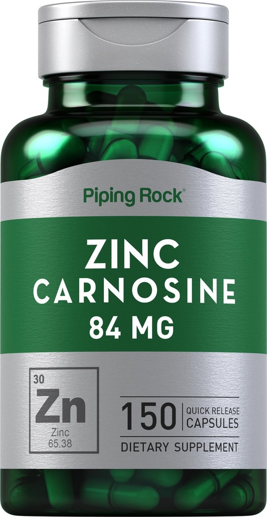 Piping Rock Zink Carnosine Ergänzung | 84mg | 150 Kapseln | Non-GMO, Glutenfrei
