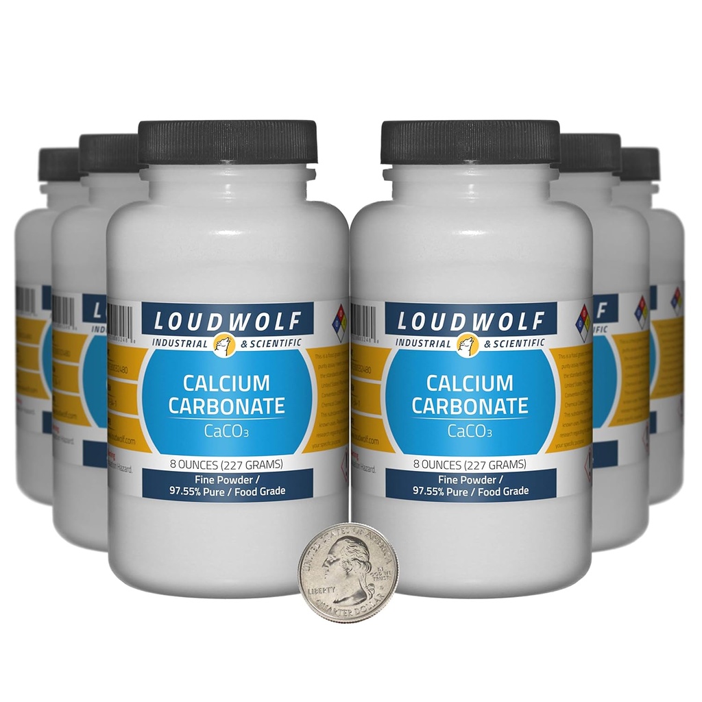 Carbonate de calcium / 3 livres / 6 bouteilles / 97,55 % Pure Food Grade/fin poudre
