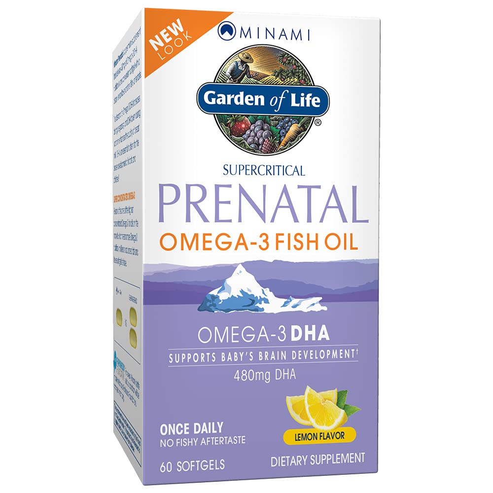 Garten des Lebens Prenatal DHA Omega 3 Fischöl Supplement - Minami Natural Prenatal, Lemon, 60 Softgels