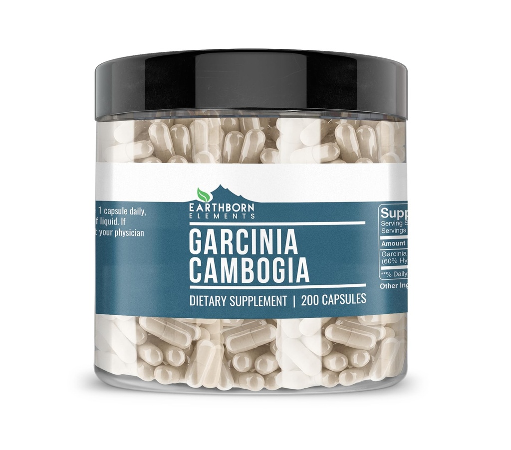 Éléments terriens Garcinia Cambogia 200 Capsules, pures et non diluées, sans additifs