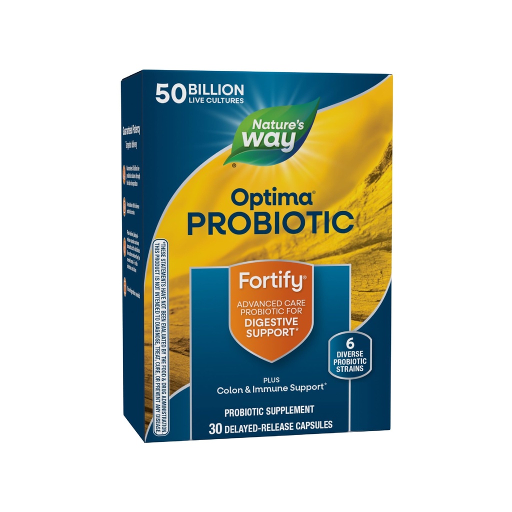Nature's Way Optima Probiotic für Männer und Frauen, 50 Billion Live Cultures, 6 Strains, unterstützt Verdauungs- und Immungesundheit*, 30 Kapseln (Packaging May Vary)