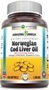 Incroyable Omega Norwegian Cod Huile de foie 1250 Mg Supplément de softgels Omega-3, EPA, DHA, Vitamine A, Vitamine D & Vitamine E (Orange)