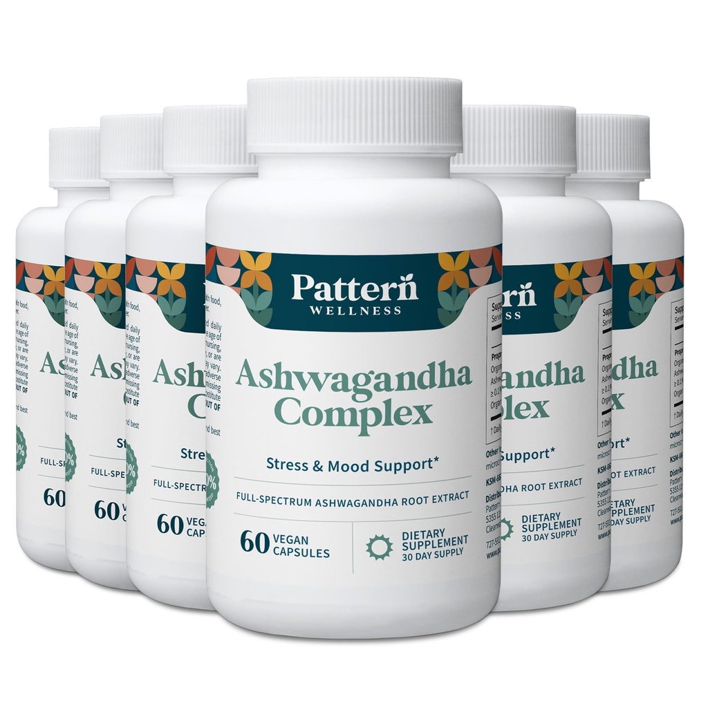 Muster Wellness Ashwagandha Complex für Männer & Frauen - KSM-66 & Schwarz Pfeffer Extrakt - Ganze Körper & Herz Gesundheit - Unterstützt Stress & Stimmung - Non-GMO - 360 Vegan Kapseln