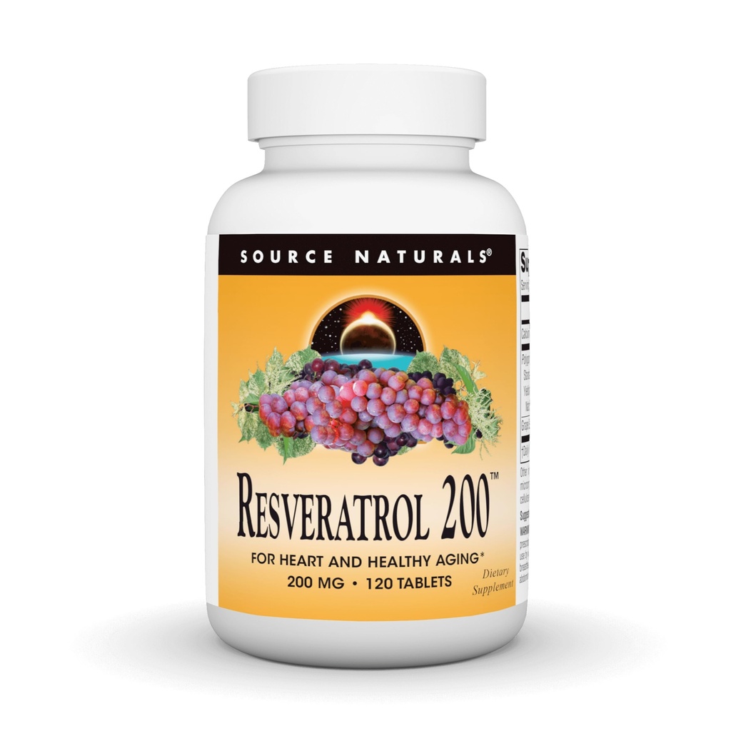 Source Naturals Resveratrol 200 pour un vieillissement en santé*, 200 mg - 120 comprimés