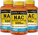 Mason Natura NAC N,Acetyl,L,Cystein 500 mg, 6 Monate Versorgung, Unterstützt normale zelluläre Gesundheit, Immunsystem Booster für allgemeine Wellness, 3 Pack