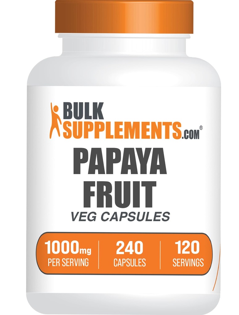 BulkSupplements.com Papaya Obst Extrakt Kapseln - von Carica Papaya, Kräuterergänzung - Glutenfrei, 1000mg, 2 Kapseln pro Servierung, 240 Count (Pack von 1)