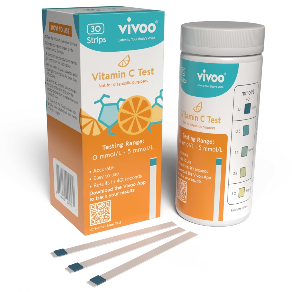Vivoo Test Strip - Verfolgen Sie Ihren Vitamin C Status zu Hause! 40-Second Test für genaue Levels, Ermächtigen Sie Ihre Ernährung zu optimieren - 30 Streifen