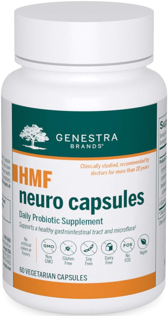 Genestra Brands HMF Neuro Capsule - Probiotiques Femmes, Hommes et Enfants - pour Gut Health - 60 Capsules