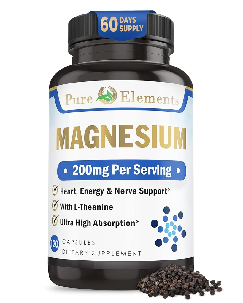 Glycinat de magnésium avec L-Theanine,Potassium et peper noir - ultra haute absorption, 120ct