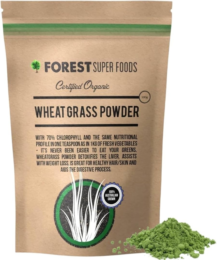 Forest Super Foods Organic Australian Grown Young Wheat Grass Powder 500g (60 jours d'approvisionnement)