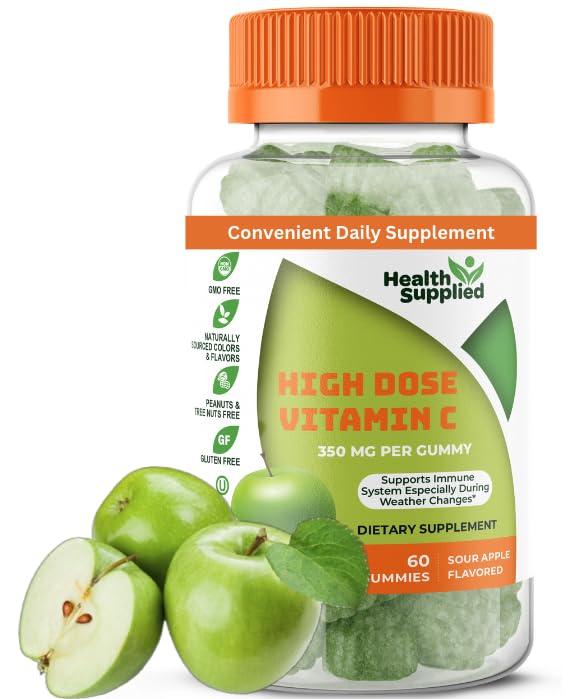 Sour Apple Flavored Vitamin C Gummies Mega Dose - 1050 mg Vitamin C - Boosts Immunsystem und unterstützt Herzgesundheit - Große Verkostung und einfach zu schwalben