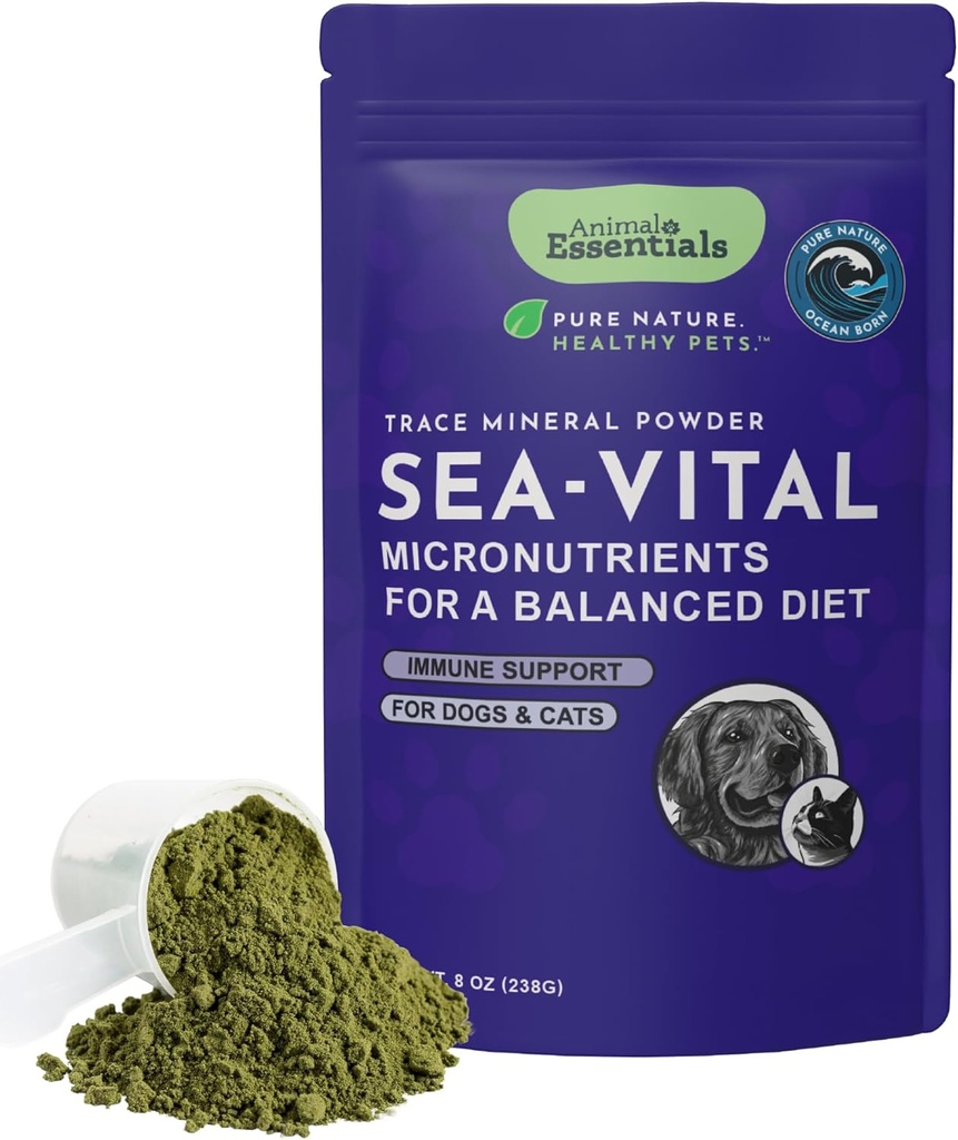 Animal Essentials Ocean Kelp für Hunde & Katzen - Schilddrüsenunterstützung, Schilddrüsenergänzung, Sea Kelp Powder, Trace Minerals, Veterinär empfohlen - 8 Oz