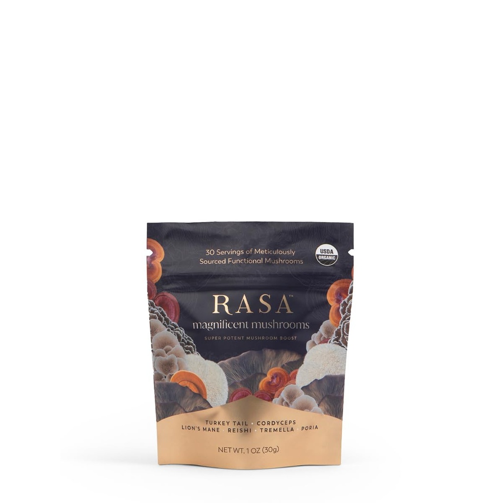 Rasa Magnificent Pilze – Beste Pilzmischung Ergänzung | 100% Fruchtkörper | Organic Extra Potent Pilzextrakt Pulver | Vegan & Gluten-Free (1 oz / 30 Portionen)