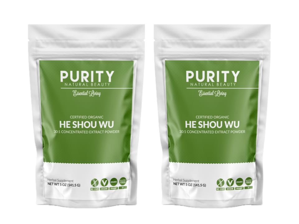 Certified Organic He Shou Wu - Large 5oz Tasche von 30:1 Koncentrated-Fo-ti - Organic Foti Extract- Fo ti He Shou Wu Organic (Pack von 2-10 Unzen)